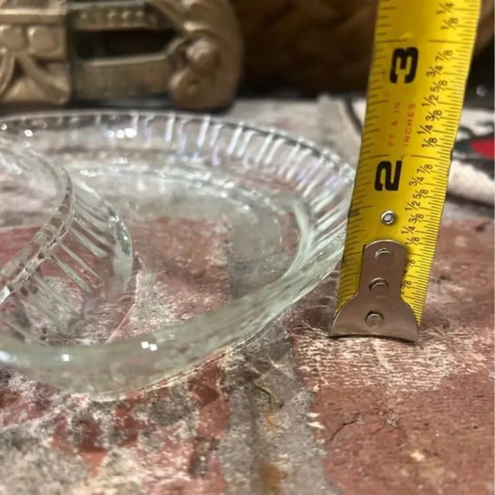 Set of 2 vintage Clear Glass Crescent moon Dishes